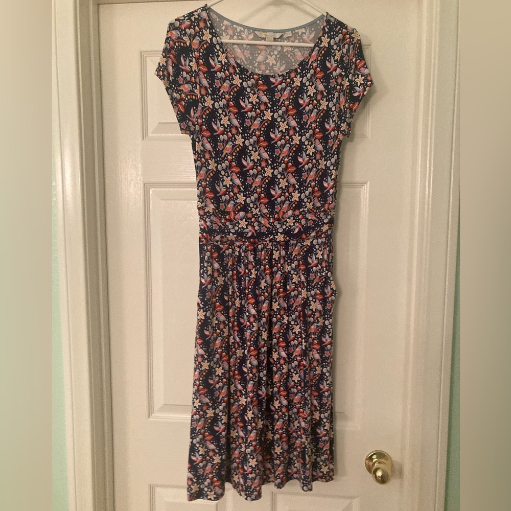 Boden Multicolor Bird and Floral Dress